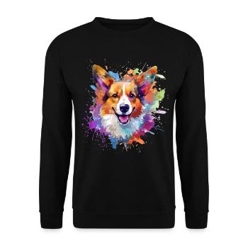 Art coloré de chien corgi gallois Pembroke - Sweat-shirt Unisexe - noir - Devant - Alina (178cm) & Michal (187cm)