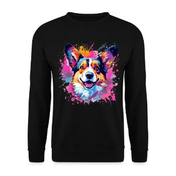 Colorful Dog Splash Art Pembroke Welsh Corgi - Unisex Sweatshirt - black - Front - Alina (178cm) & Michal (187cm)