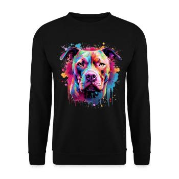 Pitbull Dog Splash Art Colorful - Unisex Sweatshirt - black - Front - Alina (178cm) & Michal (187cm)