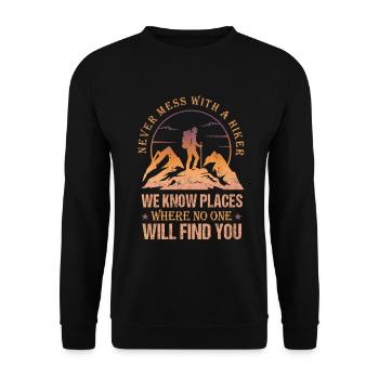 Lustige Wanderer-Sprüche - Unisex Pullover - Schwarz - Vorne - Alina (178cm) & Michal (187cm)