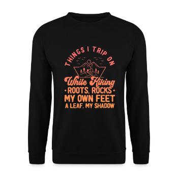 Trail Tales: Wurzeln und Schatten - Unisex Pullover - Schwarz - Vorne - Alina (178cm) & Michal (187cm)