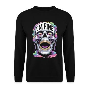 T-shirt de crâne Streetwear Crâne - Je vais bien - Sweat-shirt Unisexe - noir - Devant - Alina (178cm) & Michal (187cm)