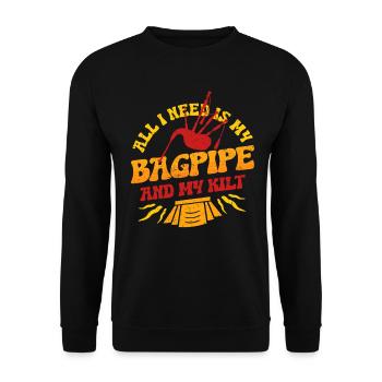 Bagpipes Bagpiper Bagpipe - Unisex Sweatshirt - black - Front - Alina (178cm) & Michal (187cm)