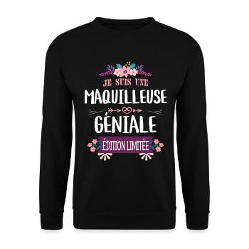 Maquilleuse Géniale Édition Limitée - Sweat-shirt Unisexe - noir - Devant - Alina (178cm) & Michal (187cm)