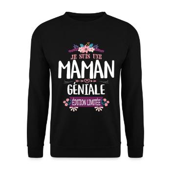 Maman Géniale Édition Limitée Mère Fête - Sweat-shirt Unisexe - noir - Devant - Alina (178cm) & Michal (187cm)