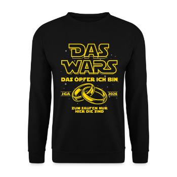 JGA 2026 Das Wars. Das Opfer ich bin - Heiraten - Unisex Pullover - Schwarz - Vorne - Alina (178cm) & Michal (187cm)