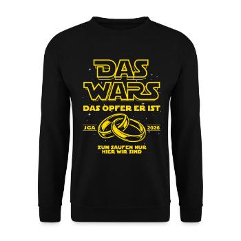 JGA 2026 Das Wars. Das Opfer er ist - Bier saufen - Unisex Pullover - Schwarz - Vorne - Alina (178cm) & Michal (187cm)