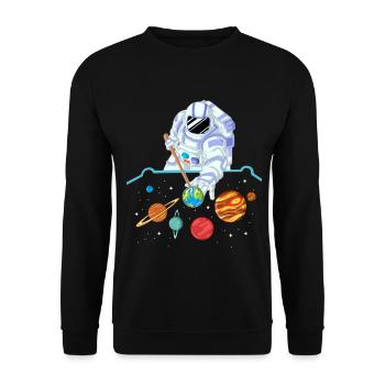 Astronaut Space Billiards Shirt - Unisex Sweatshirt - black - Front - Alina (178cm) & Michal (187cm)