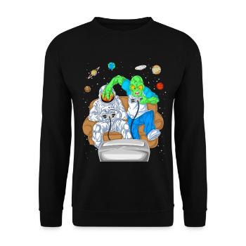 Alien Astronaut Gaming-Shirt - Unisex Pullover - Schwarz - Vorne - Alina (178cm) & Michal (187cm)