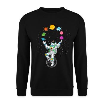Astronauten-Planeten-Turnier-Shirt - Unisex Pullover - Schwarz - Vorne - Alina (178cm) & Michal (187cm)