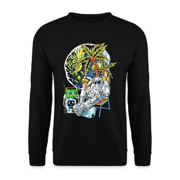 Astronaut Moon Vacation Shirt - Unisex Sweatshirt - black - Front - Alina (178cm) & Michal (187cm)
