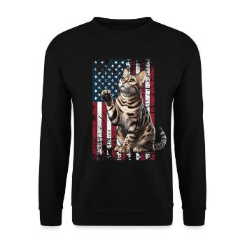 Bengal Cat US Bengalkatze - Unisex Sweatshirt - black - Front - Alina (178cm) & Michal (187cm)