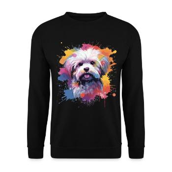 Art éclaboussuré de chien maltais coloré - Sweat-shirt Unisexe - noir - Devant - Alina (178cm) & Michal (187cm)