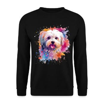 Colorful Maltese Dog Splash Art - Unisex Sweatshirt - black - Front - Alina (178cm) & Michal (187cm)
