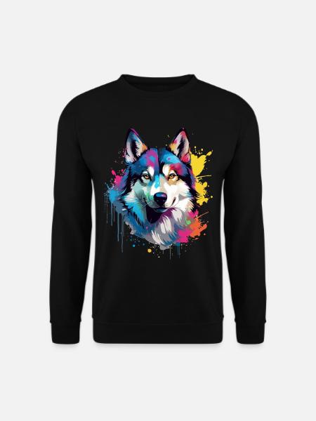 Dog Husky Colorful Splash Art - Unisex Sweatshirt - black