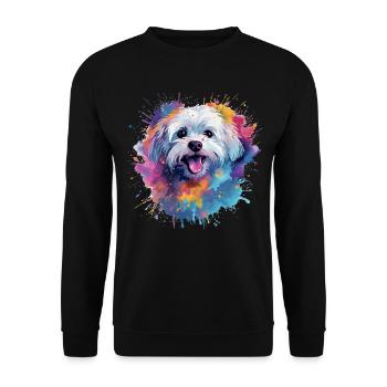 Colorful Maltese Splash Art Dog - Unisex Sweatshirt - black - Front - Alina (178cm) & Michal (187cm)