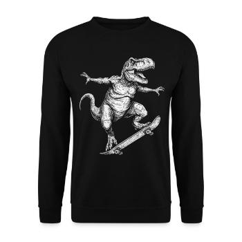 Skating Dinosaur Skateboarder Skater Skateboard - Unisex Sweatshirt - black - Front - Alina (178cm) & Michal (187cm)