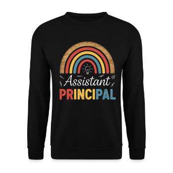 Assistant Principal Rainbow Retro - Unisex Sweatshirt - black - Front - Alina (178cm) & Michal (187cm)