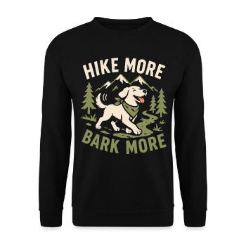 Mehr wandern Bellen Mehr Outdoor-Hundedesign - Unisex Pullover - Schwarz - Vorne - Alina (178cm) & Michal (187cm)