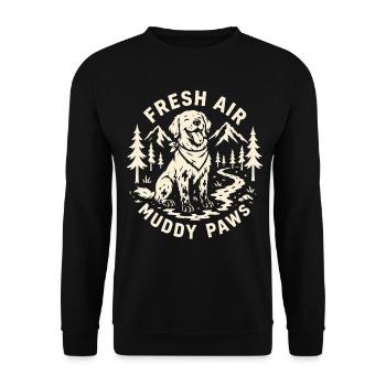 Fresh Air Muddy Paws Outdoor-Hundedesign - Unisex Pullover - Schwarz - Vorne - Alina (178cm) & Michal (187cm)