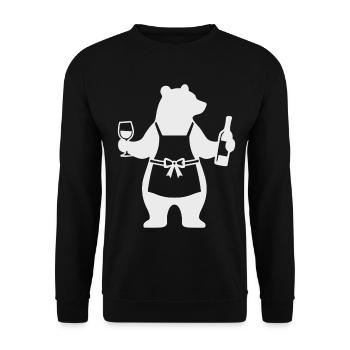 Bär Weinliebhaber - Unisex Pullover - Schwarz - Vorne - Alina (178cm) & Michal (187cm)