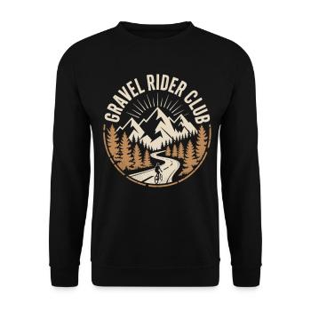 Gravel Bike Abenteuer Shirt Mountain Cycling - Unisex Pullover - Schwarz - Vorne - Alina (178cm) & Michal (187cm)