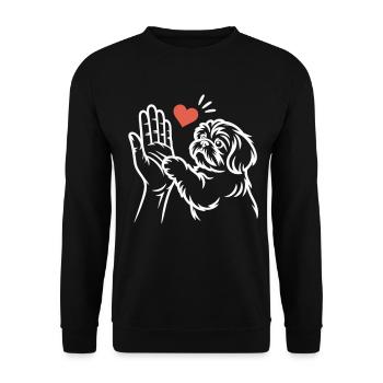 Cute Dog High Five Shirt Dog Owner Gift - Unisex Sweatshirt - black - Front - Alina (178cm) & Michal (187cm)