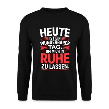 Ruhe Spruch lustig nicht stören - Unisex Pullover - Schwarz - Vorne - Alina (178cm) & Michal (187cm)