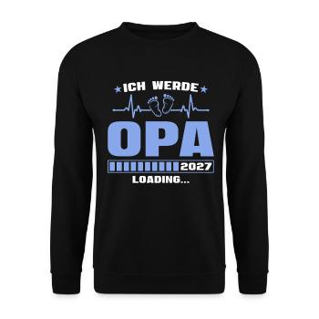 Ich werde Opa 2027 – Werdender Großvater - Unisex Pullover - Schwarz - Vorne - Alina (178cm) & Michal (187cm)