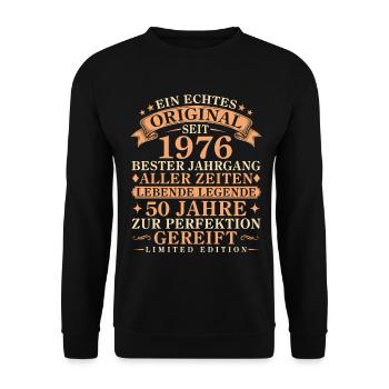 Echtes Original seit 1976 – 50. Geburtstag - Unisex Pullover - Schwarz - Vorne - Alina (178cm) & Michal (187cm)