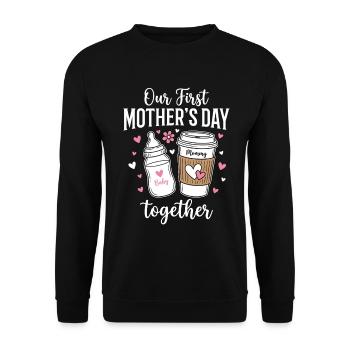 First Mothers Day Together Gift Mom - Unisex Sweatshirt - black - Front - Alina (178cm) & Michal (187cm)
