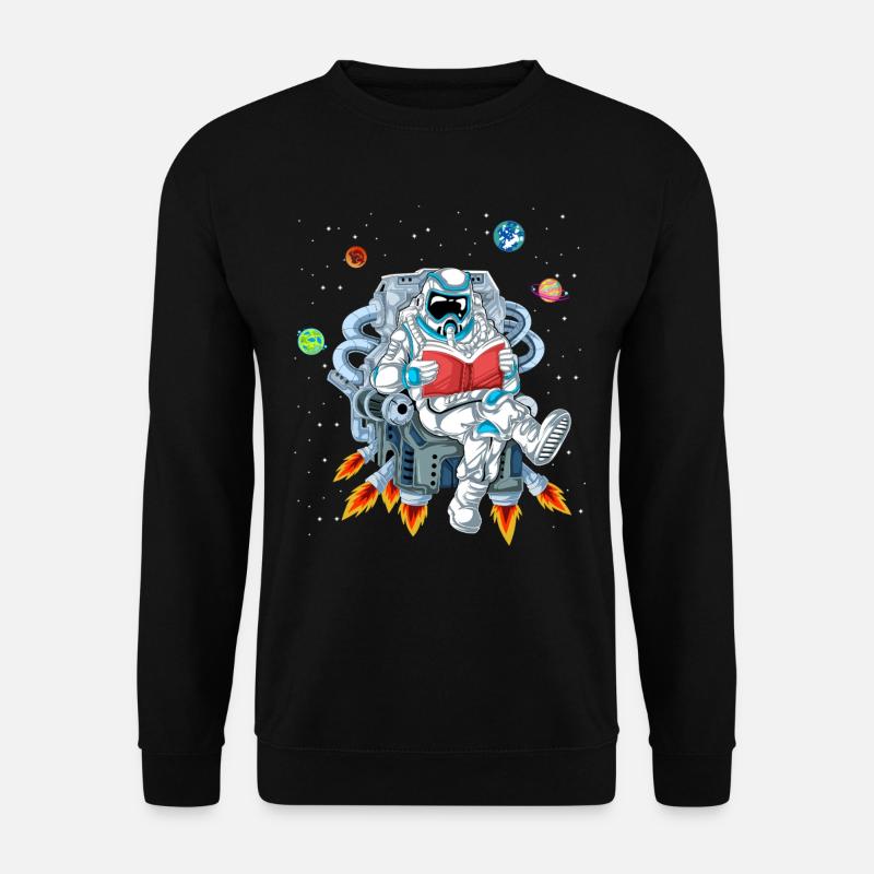 Astronauten-Lese-Raumshirt - Unisex Pullover - Schwarz