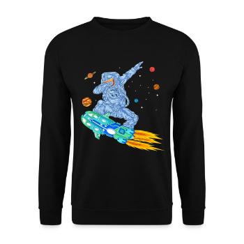 Astronaut Hoverboard Space Shirt - Unisex Sweatshirt - black - Front - Alina (178cm) & Michal (187cm)
