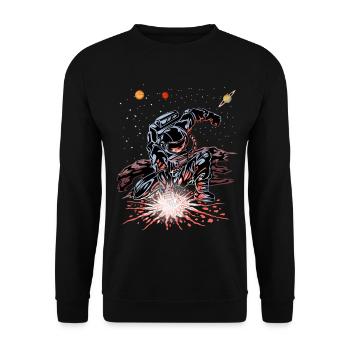 Télé-shirt Astronaut Punch Galaxy - Sweat-shirt Unisexe - noir - Devant - Alina (178cm) & Michal (187cm)