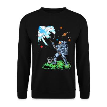 Astronaute peignant la chemise spatiale - Sweat-shirt Unisexe - noir - Devant - Alina (178cm) & Michal (187cm)
