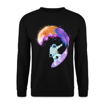 Astronauten-Surf-Raum-Shirt - Unisex Pullover - Schwarz - Vorne - Alina (178cm) & Michal (187cm)