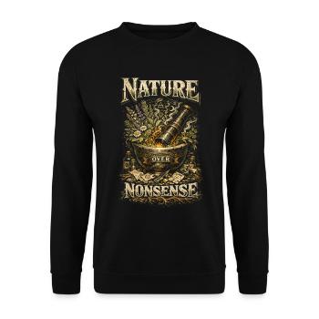 Kräutersammler Apothekerin Nature Over Nonsense - Unisex Pullover - Schwarz - Vorne - Alina (178cm) & Michal (187cm)