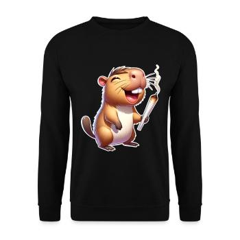 Capybara Joint Weed - Unisex Pullover - Schwarz - Vorne - Alina (178cm) & Michal (187cm)