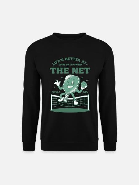 Pickleball grappige speler leeft beter aan het net - Uniseks sweater - zwart