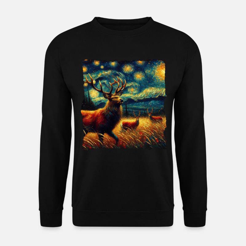 Weisswedelhirsch Starry Night - Unisex Pullover - Schwarz