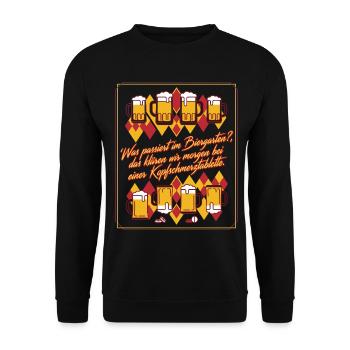 Biergarten Kater Humor - Unisex Pullover - Schwarz - Vorne - Alina (178cm) & Michal (187cm)