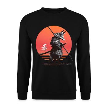 Samurai Fox Warrior at Sunset - Unisex Sweatshirt - black - Front - Alina (178cm) & Michal (187cm)