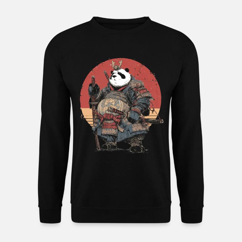 Panda-Samurai in robuster Rüstung - Unisex Pullover - Schwarz
