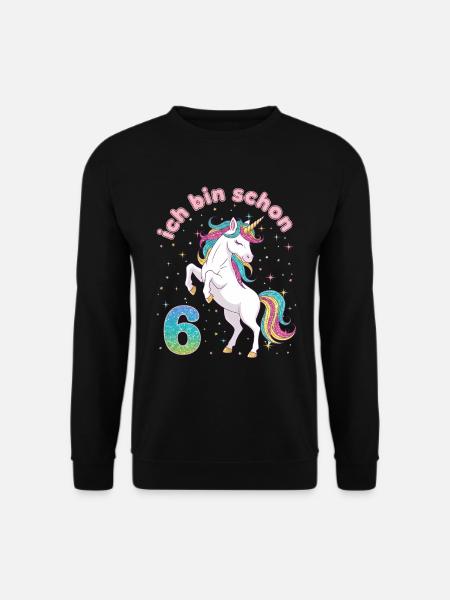 6-års fødselsdag, enhjørningepige, jeg er allerede 6 - Unisex sweater - sort