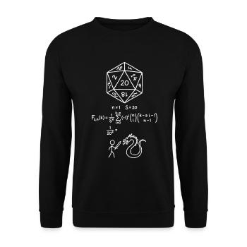 T-shirt de probabilité de dés D20 RPG Geek de maths - Sweat-shirt Unisexe - noir - Devant - Alina (178cm) & Michal (187cm)