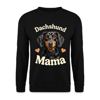 Dachshund Mom Heart Portrait Dachshund - Unisex Sweatshirt - black - Front - Alina (178cm) & Michal (187cm)
