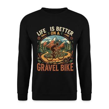 Aventure nature de gravel bike Life Is Better - Sweat-shirt Unisexe - noir - Devant - Alina (178cm) & Michal (187cm)