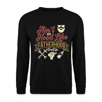 Fatherhood Dad Life Papa Spruch - Unisex Pullover - Schwarz - Vorne - Alina (178cm) & Michal (187cm)