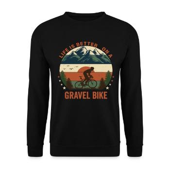 La vie est meilleure, gravel bike nature - Sweat-shirt Unisexe - noir - Devant - Alina (178cm) & Michal (187cm)