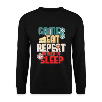 Game Eat Repeat No Sleep Gamer Quote - Unisex Sweatshirt - black - Front - Alina (178cm) & Michal (187cm)